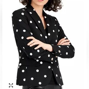Anne Klein Women's polka dot One-Button blazer Jacket sz 14